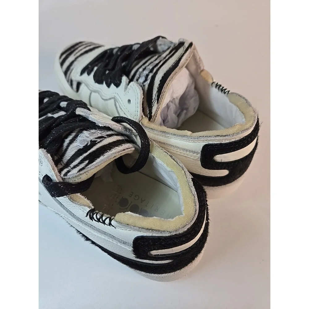 DIADORA HERITAGE MI Basket Row Cut Zebra Men Size 8, Woman 9.5